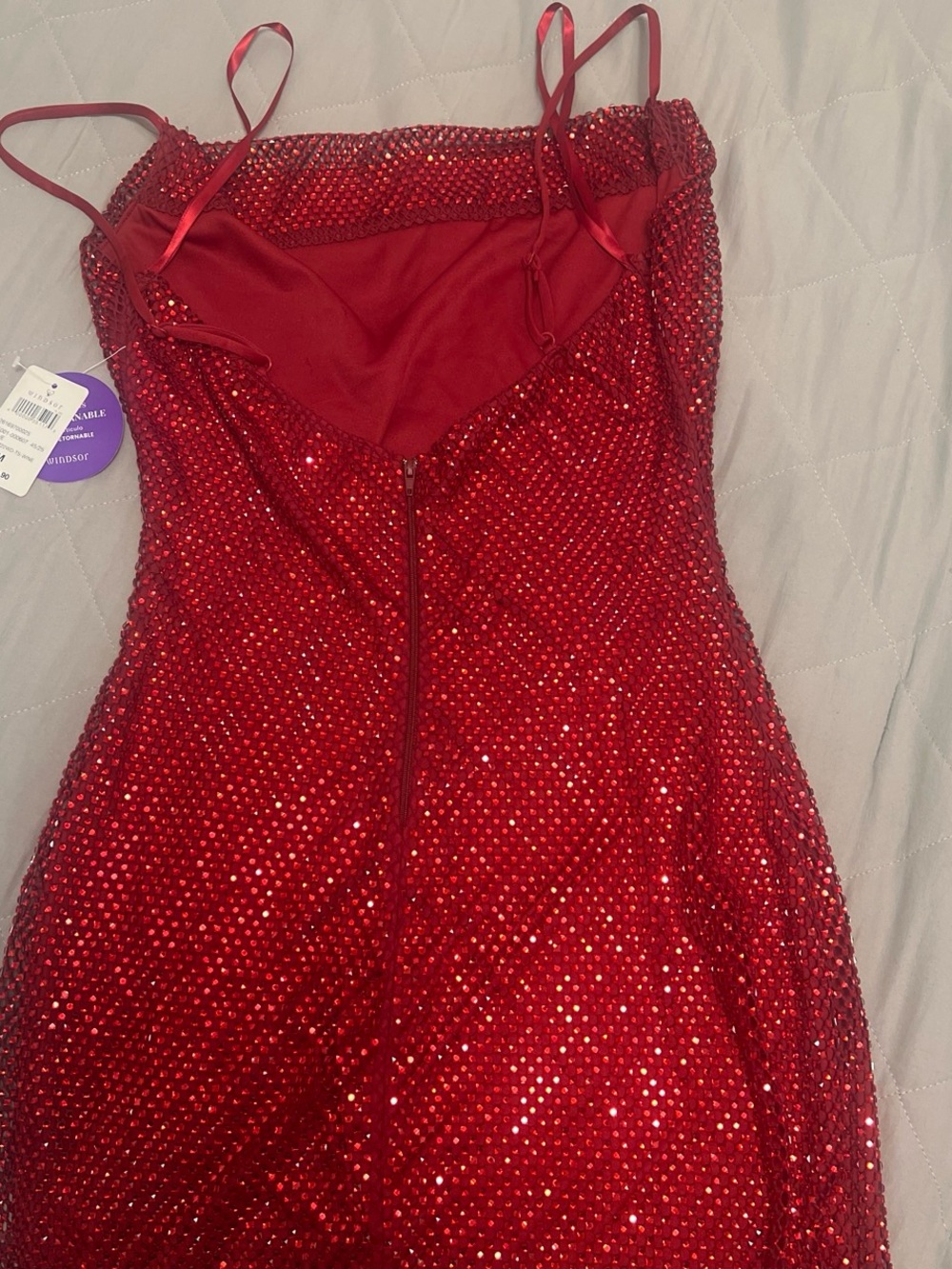 Windsor Red Sequin Spaghetti Strap Dress